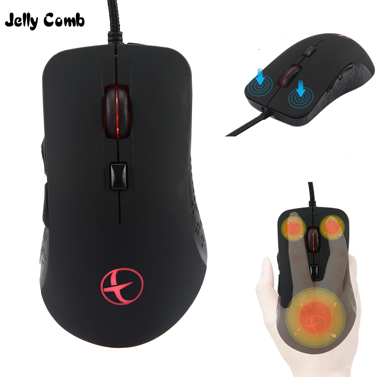 Jelly Comb Wired Warmer Heated Mouse for Laptop Notebook Programmable 6 Buttons Gaming Mouse 2400 DPI Adjustable Mouse for Gamer
