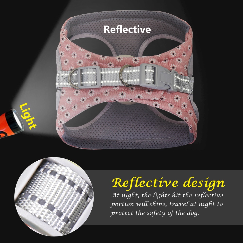 Reflecterende Kleine Hond Harnas Vest En Leash Set Nylon Mesh Honden Kat Harnas Leiband Voor Chihuahua Puppy Pet Product Verstelbare
