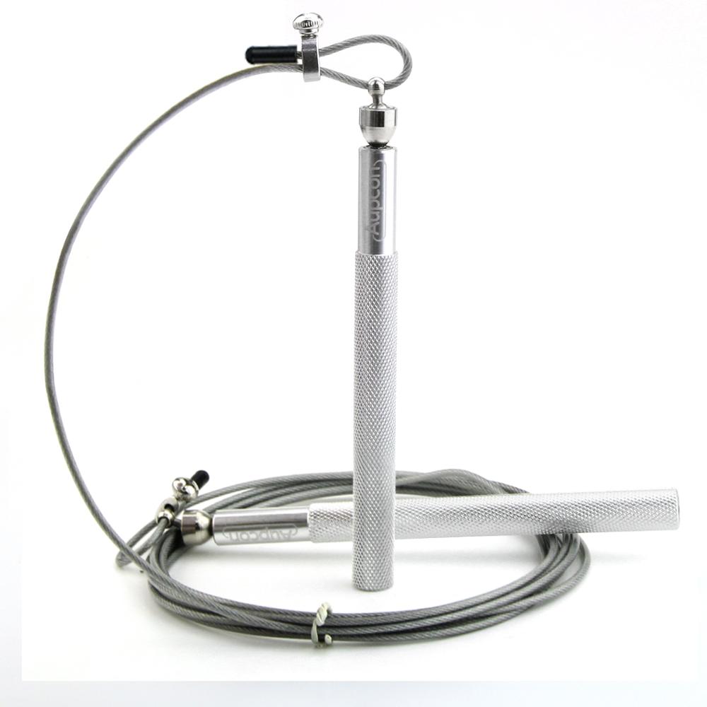 Professionele Jump Rope Crossfit Speed Springtouw Voor Man Boksen Fitness Overslaan Workout Training Met Draagtas Spare Kabel: Silver