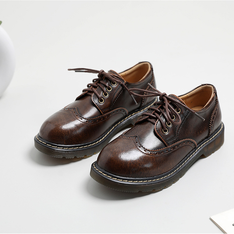 Eagsity klassiset brogue-kengät naisille, oxford-kengät, nauhakengät, pyöreä kärki, vapaa-ajan kengät, paksupohjaiset kävelykengät: Ruskea / 7