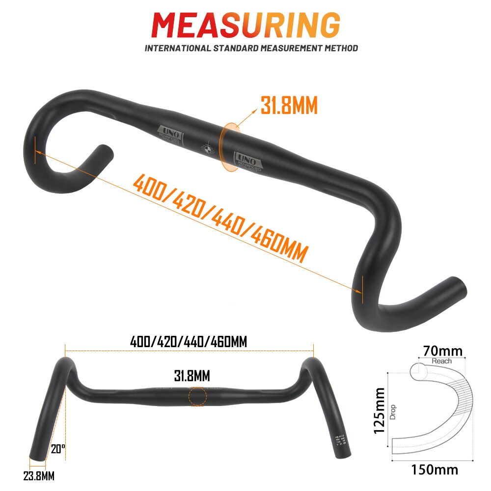 UNO Ultralight Road Bicycle flared bar Outer Bar Bicycle Handle 31.8400/420/440/460mm Racing Gravel Bike Handlebar