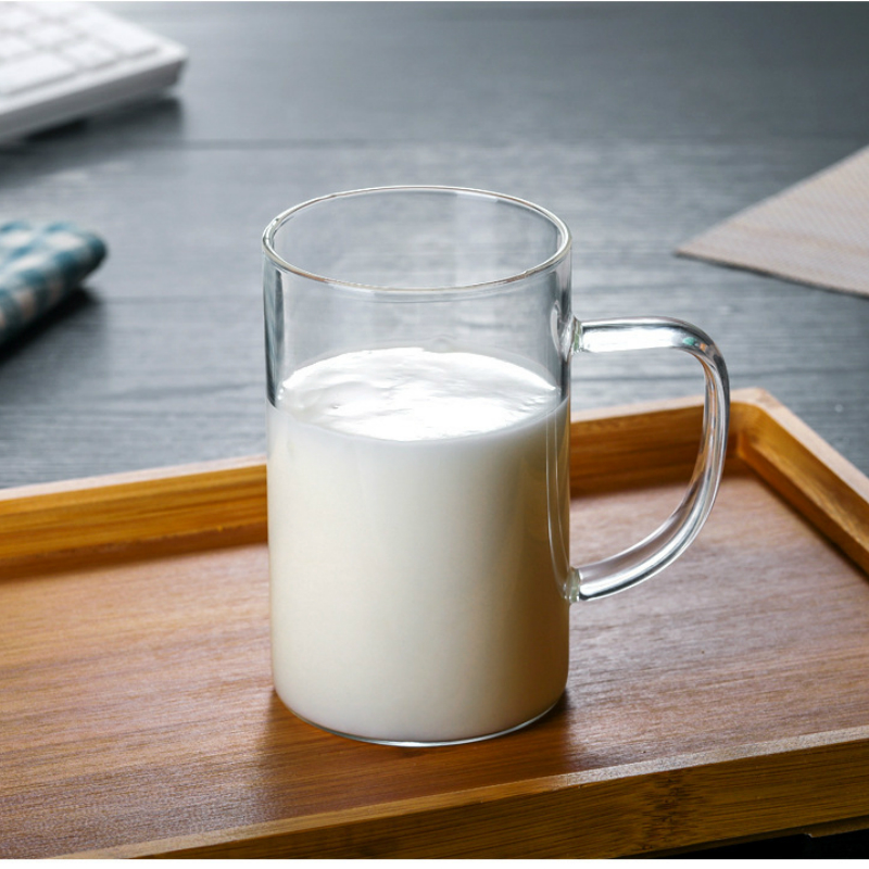 500ml glas øl krus morgenmad mælk glas stor kapacitet glas med håndtag kop høj temperatur gennemsigtig kop