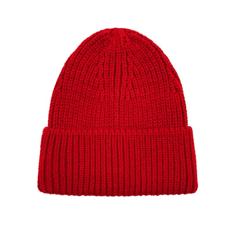 Cappello da donna inverno 2021 berretti cappellini con teschio lavorato a maglia Chapeau Femme Casual solido adulto copricapo berretto Skullies costine: Red