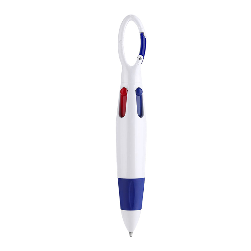 24 Pcs Retractable Shuttle Pens with Carabiner Clip 4-in-1 Ballpoint Pens Multicolor Pens with Buckle Keychain on Top: PURPLE