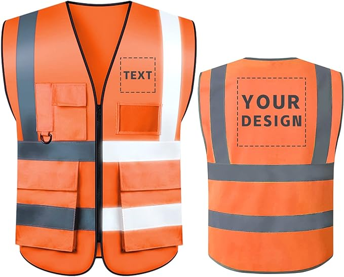Custom Your Logo Reflective Safety Vest Construction Work Traffic Vest Railway Coal Miners Uniform Security ANSI Class 2: 5XL / black