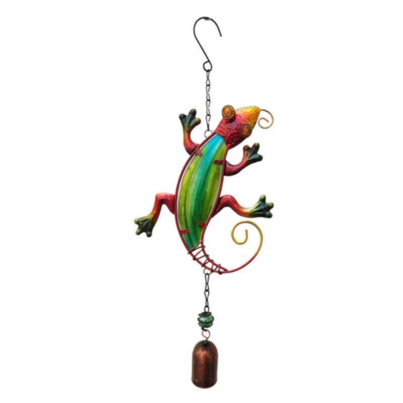 Metal Art Lizard Wind Chimes Bells Indoor Outdoor Stained Glass Windchime for Window Garden Yard Patio Decor: Bells