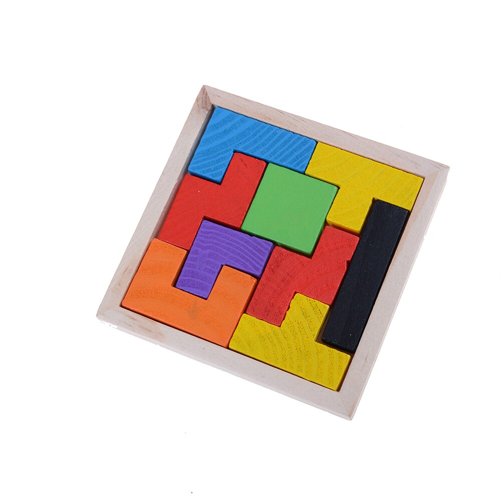 Wood Tetris Toy Kids Game Jigsaw Board Toy Educational Wooden Toys for Children Tangram Brain Teaser Puzzle