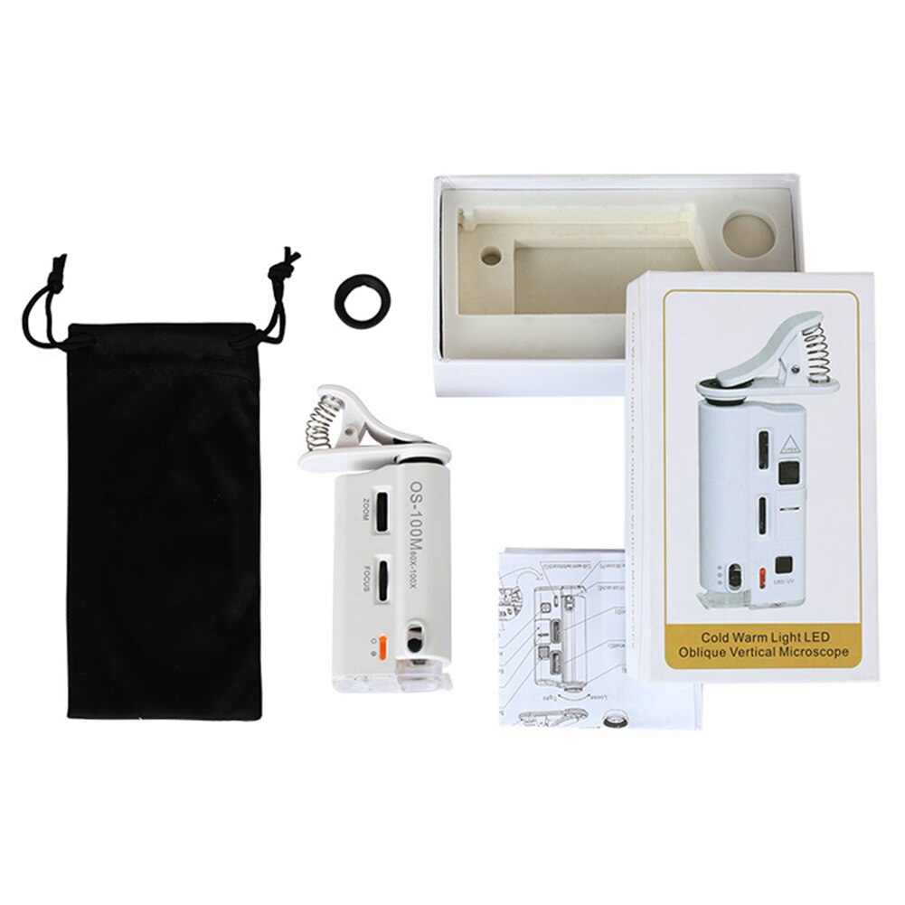 60-100X Magnification Mobile Microscope Clip Adjustable Magnifying Glass Jewelry Identification Tool for Mobile Phone