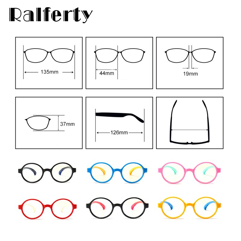 Ralferty Anti-Blauw Blokkeren Bril Kids Computer Brilmontuur Retro Ronde TR90 Kind Brilmonturen Vintage Eyewear A012
