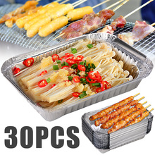 Sartenes de papel de aluminio para barbacoa, bandeja de captura reciclable para parrilla, vajilla al aire libre, 19,5x14,4x4cm, 30 Uds.