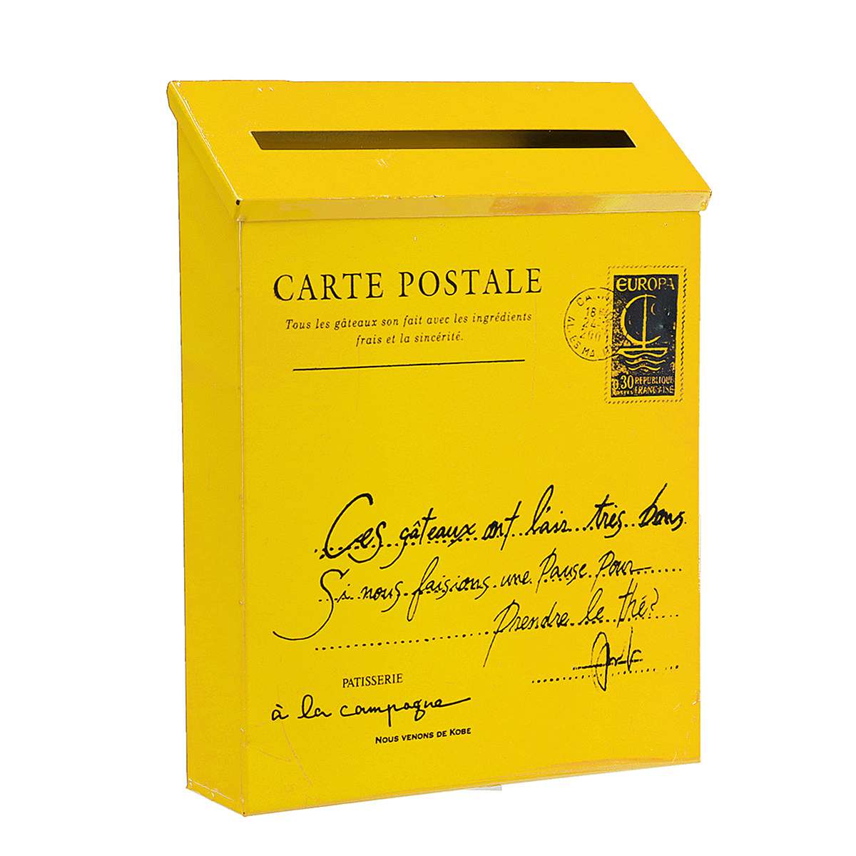 Retro American Pastoral Wall Mounted Mailbox Bucket Newspaper Boxes Mail Box Metal Letter Post Mailbox Garden Decoration: Yellow