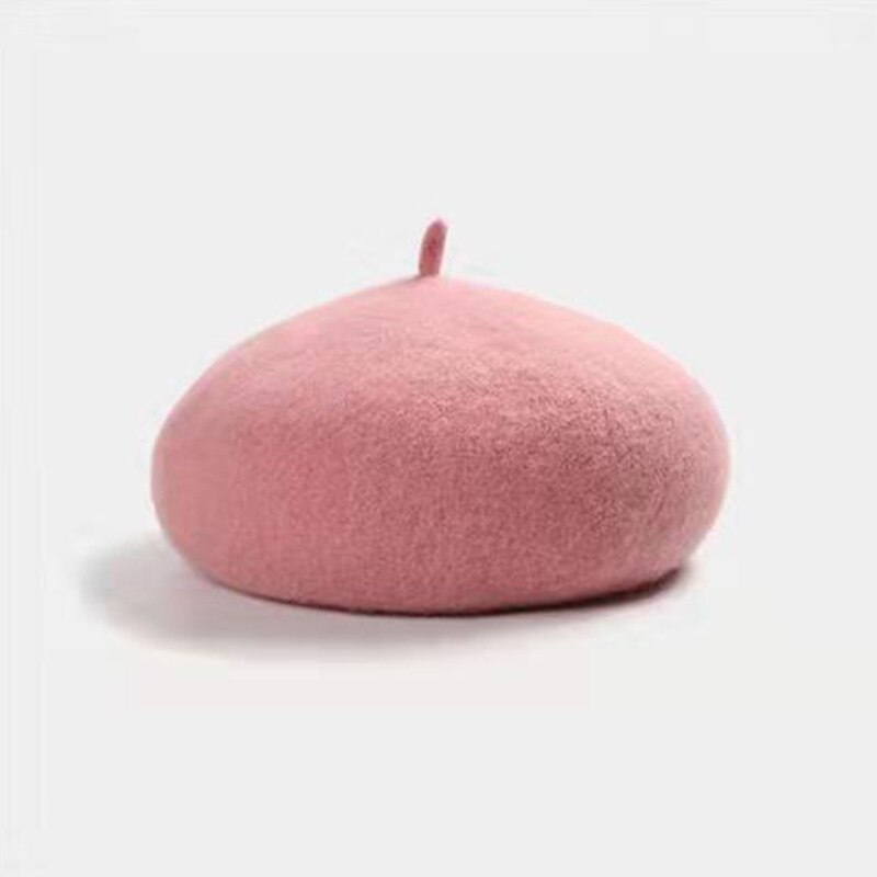 Cappelli da donna eleganti berretto da donna cachemire peloso morbido artista francese berretti berretto inverno donna elegante cappello da pittore di lana solido: Colore rosa