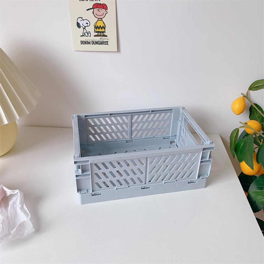 24.8x16.5x9.7cm Collapsible Crate Plastic Folding Storage Box Basket Utility Cosmetic Container Desktop Holder Home Use