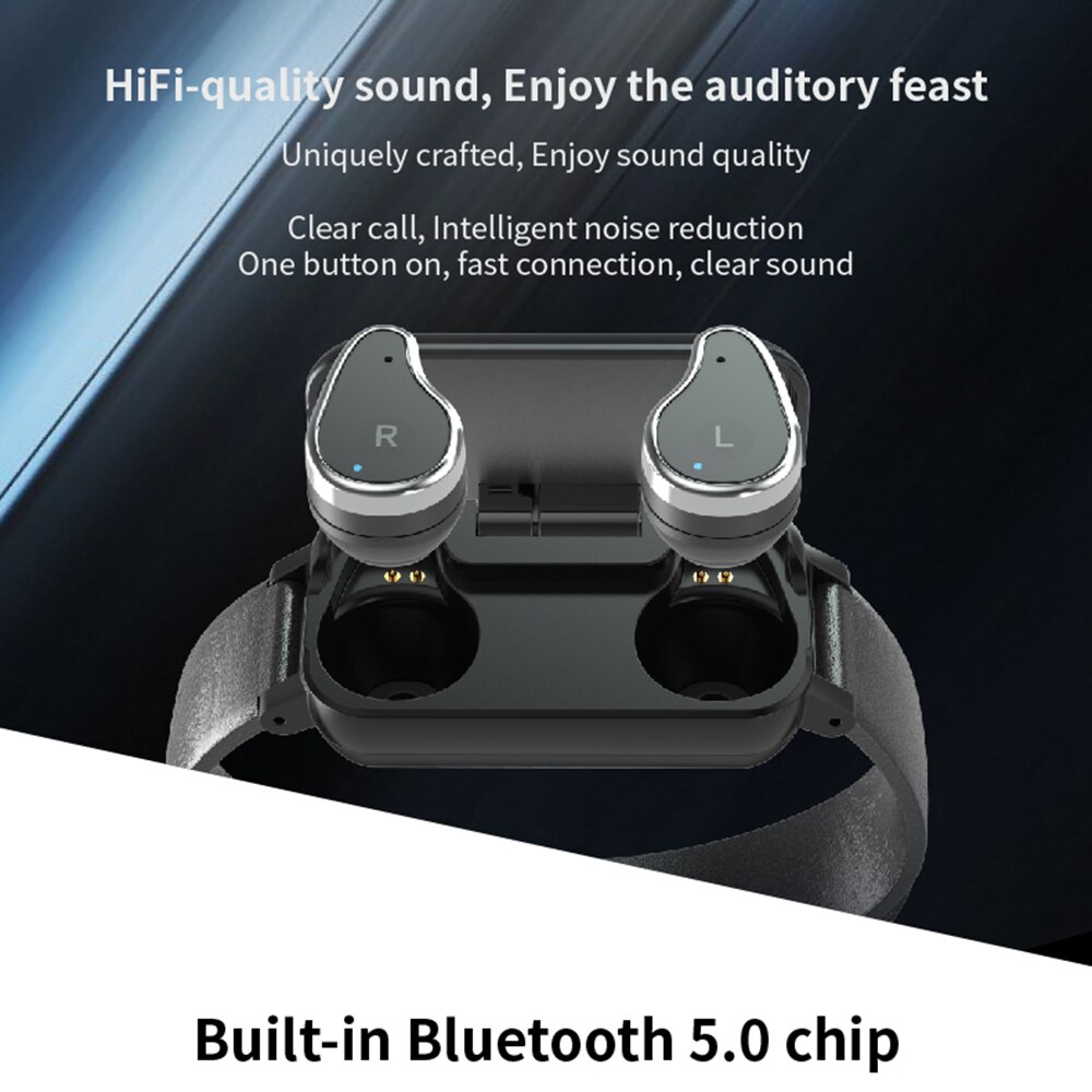 T89 TWS Bluetooth Earphone Smart Watch Touch control Smart Watch IP67 Support Siri BT Call music Fitness Bracelet Smart Band