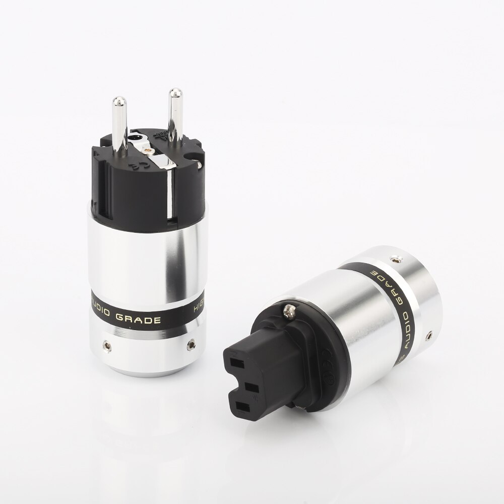 Hi-end audio-stekker aluminium metaal rhodium geplateerd eur euro schuk-stekker