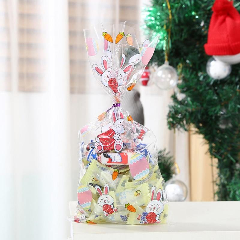 Easter Party Decorations 50Pcs Cartoon Animal Candy Bird/Eggs/Bunny For Easter Cookies Plastic Bags Cake Packagin Z9P0