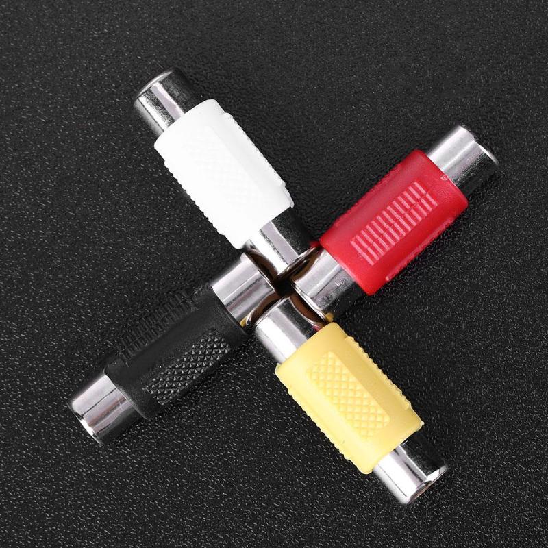 4 stks/partij RCA Female naar RCA Female Audio Video Kabel Jack Plug Connector Adapter RCA F/F Extender Converter