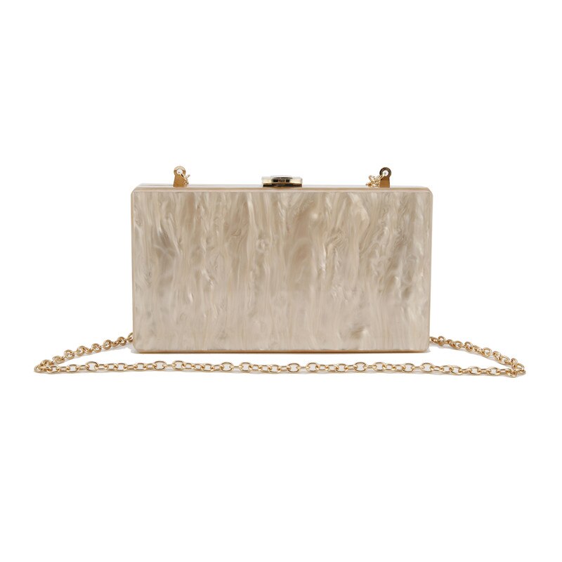 Vrouwen Acryl Marmeren Parel Naakt Beige Champagne Avondtassen Vintage Banket Portemonnees Clutch Keten Handtas Dame Partij Portemonnee Tassen: Default Title