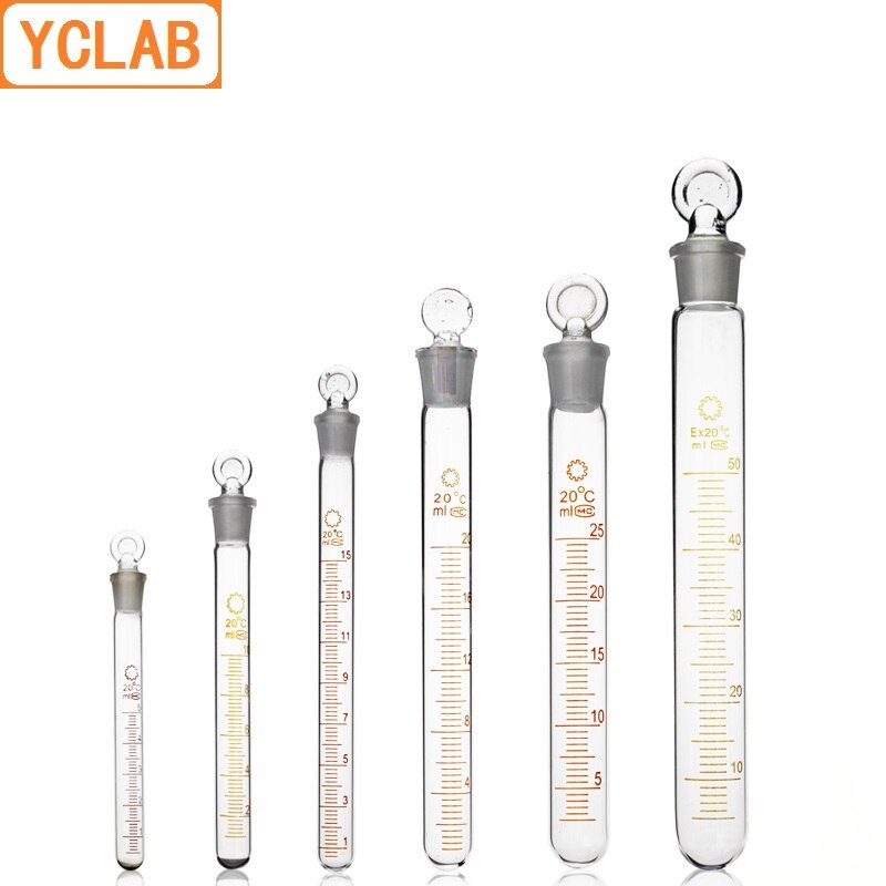 YCLAB 10mL Glass Test Tube with Graduation and Glass Stopper High Temperature Acid Alkali Resistance Laboratory Equipment