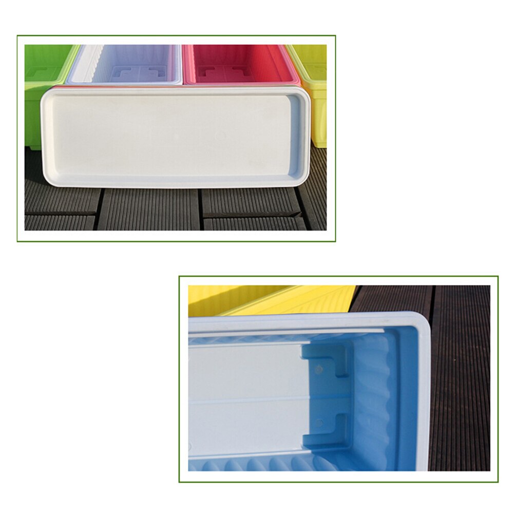 3Pcs Balcony Garden Rectangular Vegetable Flower Planter Resin Box Planting Pot with raised pot feet and 6 drainage