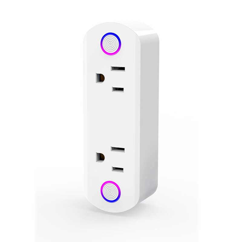 ASEER US WiFi Smart Socket 16A,Double Power Plug Outlet Remote Control Socket,Timer function compatible Alexa Google Home IFTTT