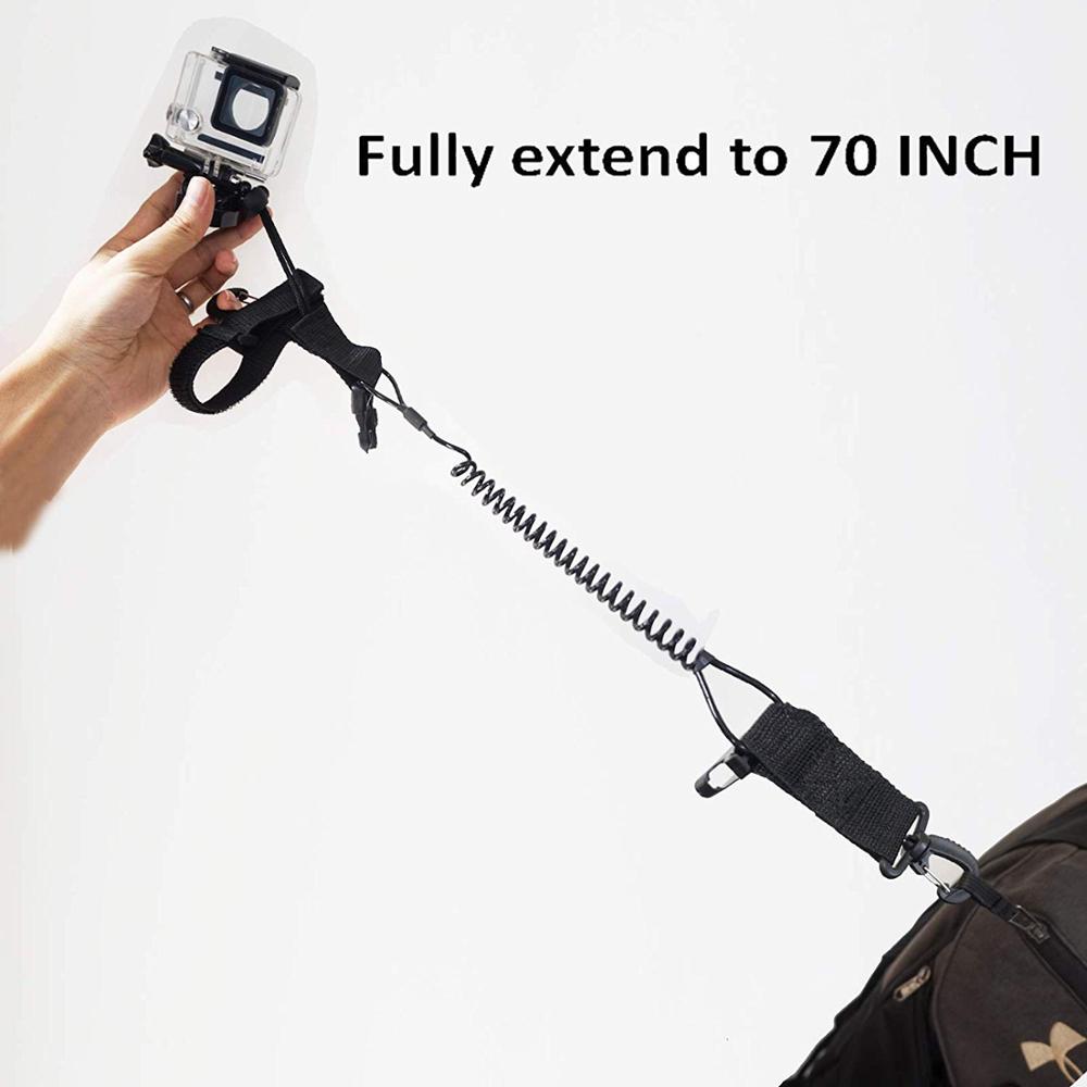 Pmsanzay One Stainless Steel Scuba Diving Lanyard Stainless Steel Spring Coiled Lanyard with Quick Release Buckle for Cameras an