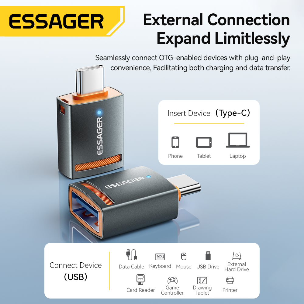 Essager USB3.0 OTG Adapter Typ-C USB-A Micro Buchse auf USB Micro iP Typ-C Stecker Konverter für MacBook Xiaomi iPhone OTG Adapter