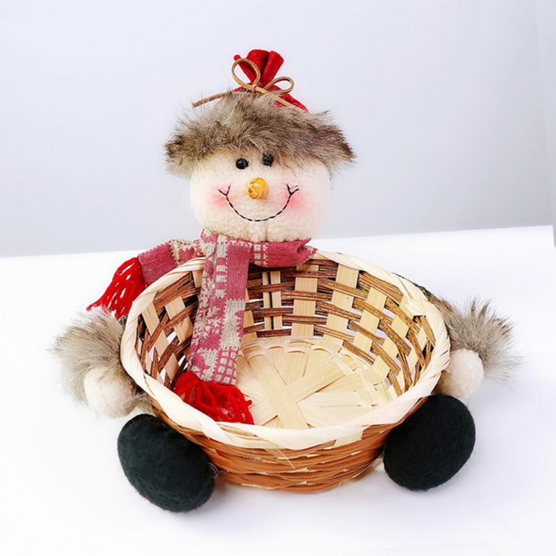 Christmas Ornaments Imitation Bark Candy Basket Old Man Doll Snack Storage Apple Basket Home Decorative Supplies: Type B 02