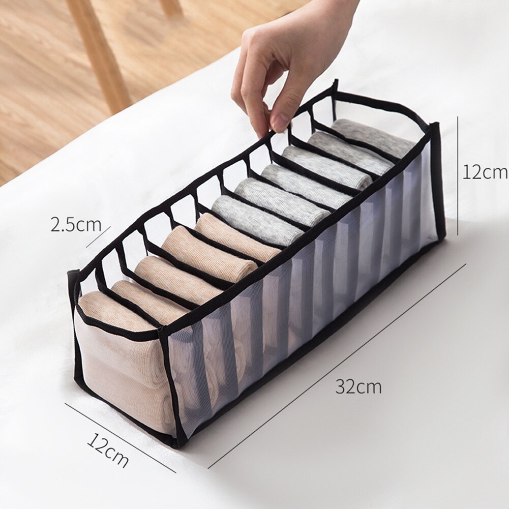 Boîte de rangement pliable pour sous-vêtements, 1 unité, organiseur de tiroir pour sous-vêtements, chaussettes et soutien-gorge: Black 11 Grids