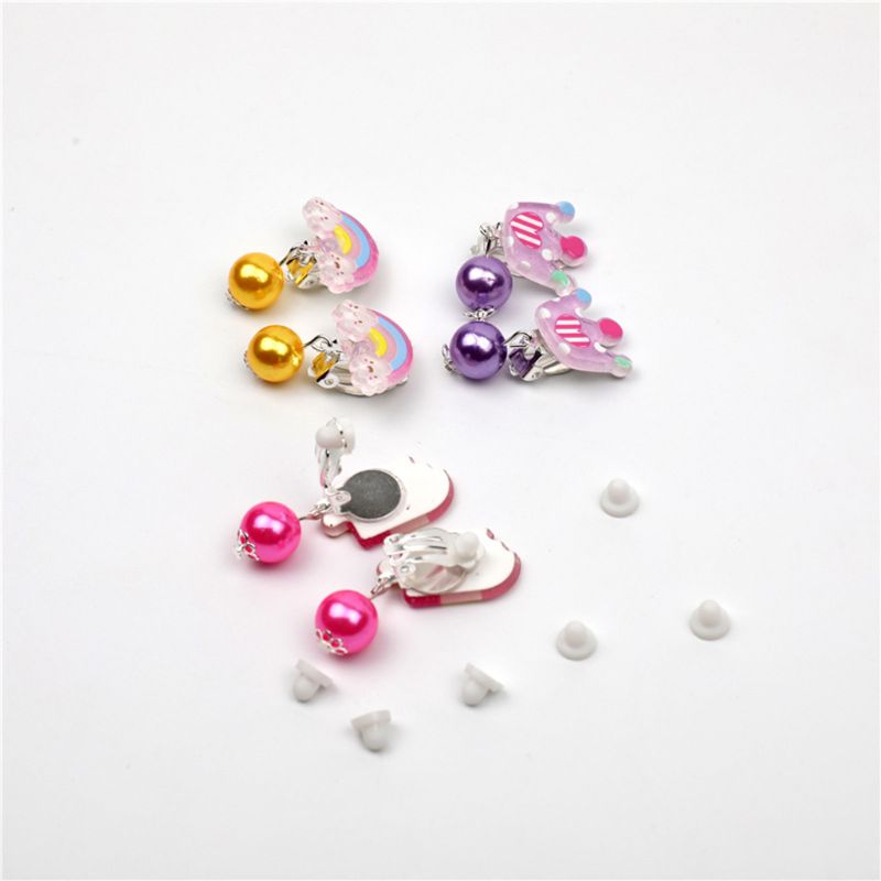 83XC 7 Pairs Mini Lovely Ear Clips for Girls Hypoallergenic No Piercing Plastic Earrings for Kids with Pain-resistan