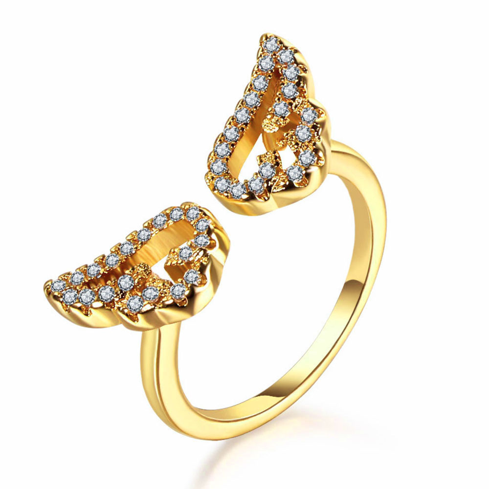 IPARAM Regolabile Ali di Angelo Anello Micro Pavimenta Zircone In Oro Anelli di Colore Per Le Donne di Modo squilla I Monili bague femme Femmina regali