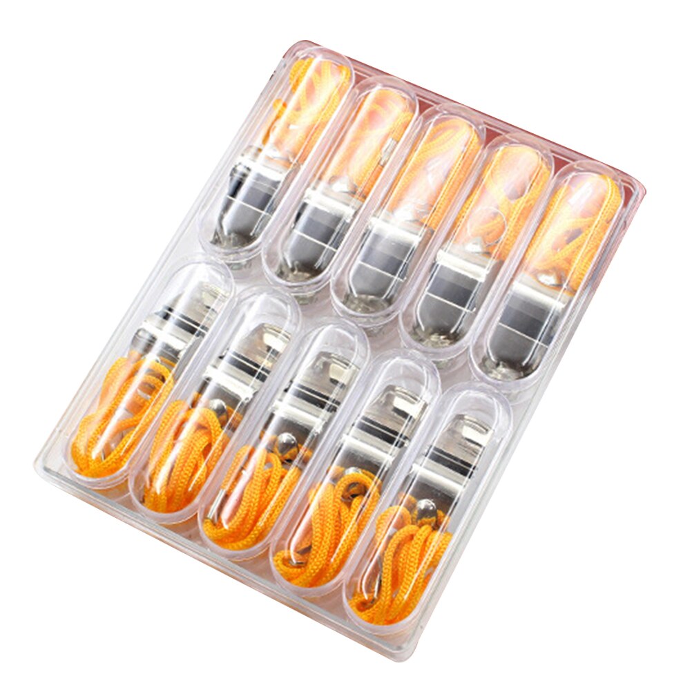 10 stk metallfløyte med snor ekstra høyt dommertrener i rustfritt stål fløyter fotball basketball fotball cheerleaders