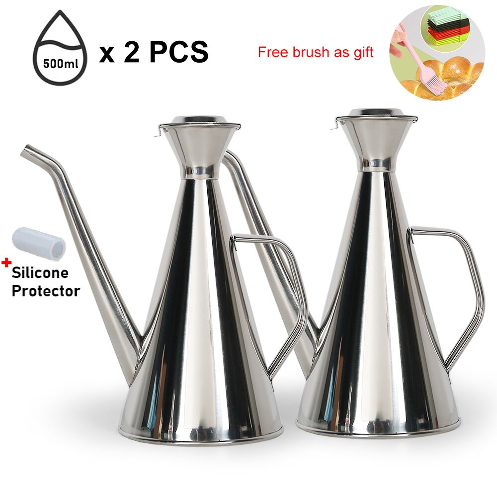 SUS304 Stainless Steel Oil Dispenser Bottle Leakproof Cruet with Spout Easy Precision Pouring of Olive Oil Vinegar and Grease: army green