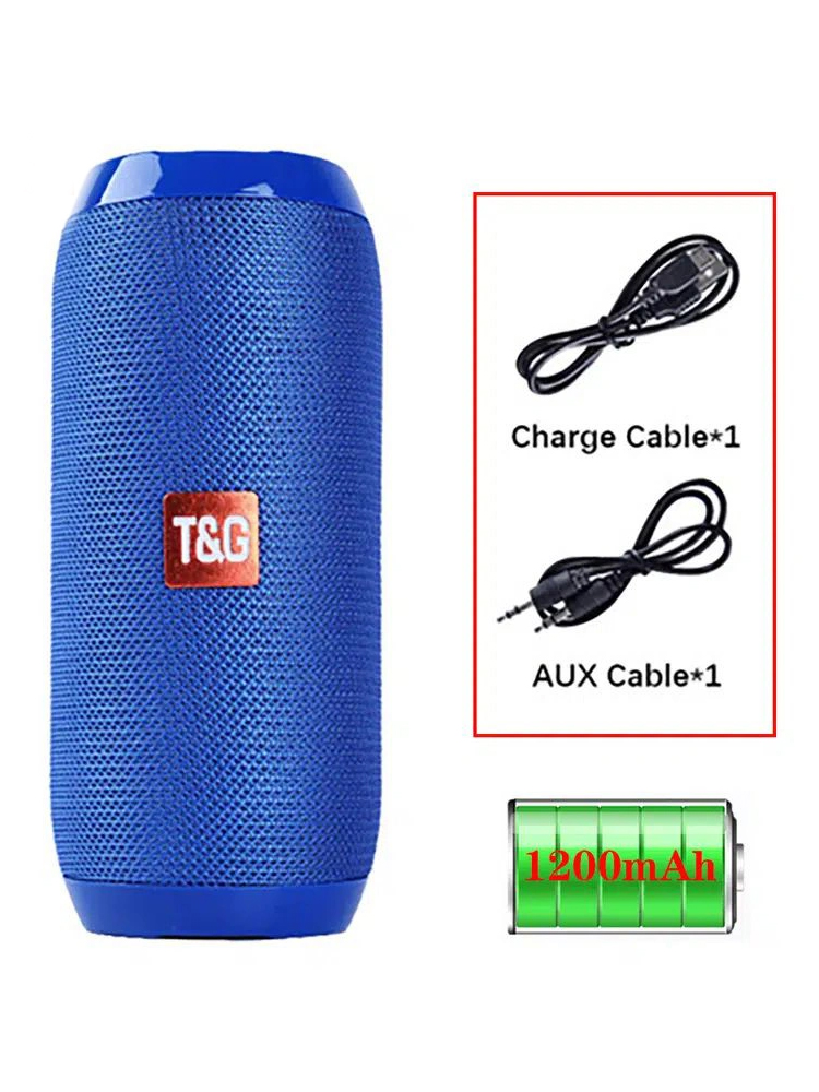 Tg117 bärbara bluetooth-högtalare för utomhusbruk, trådlös bashögtalare, gratis samtal/fm/tf-kort/usb-minne, anslutning för mobiltelefon/surfplatta/tv: Blå