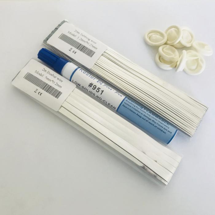 ALLMEJORES Solar cell Tabbing wire 10m +Bus bar wire 2m + Flux pen + finger cots for solar panel connected soldering PV ribbon