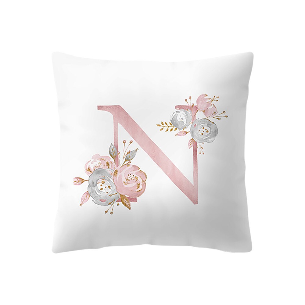 Ensemble de fleurs en forme d'alphabet | Mignon, en forme de fleur, mots simples anglais, housse de coussin pour maison, chambre d'enfants, décoration # LR1: N