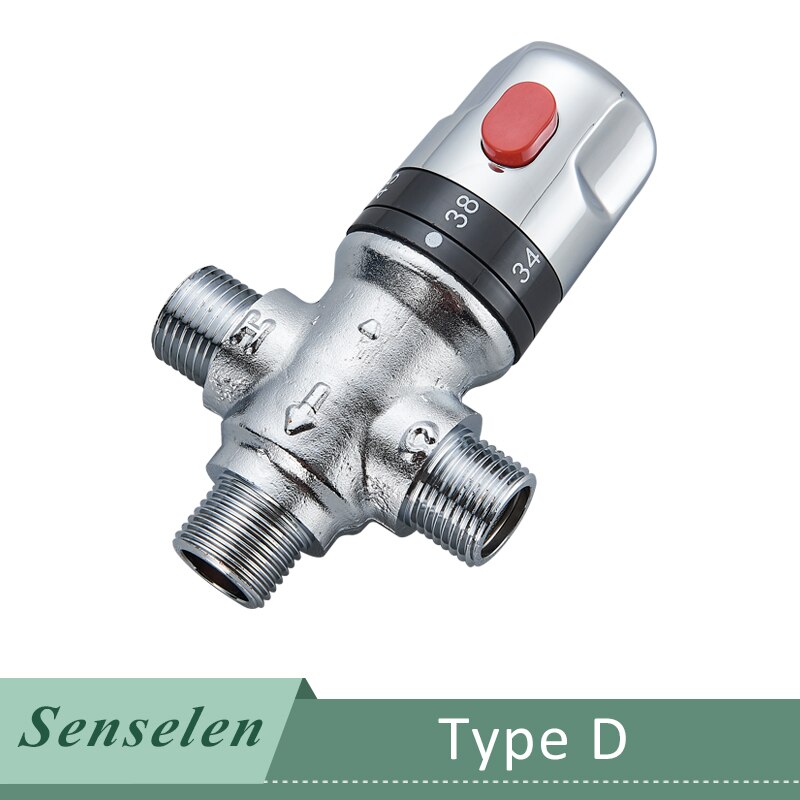 Thermostatic Mixing Valve Brass Standard 1/2 Temperature Control Shower Faucet Valve Thermostat for Bathroom Kitchen Faucet: Burgundy