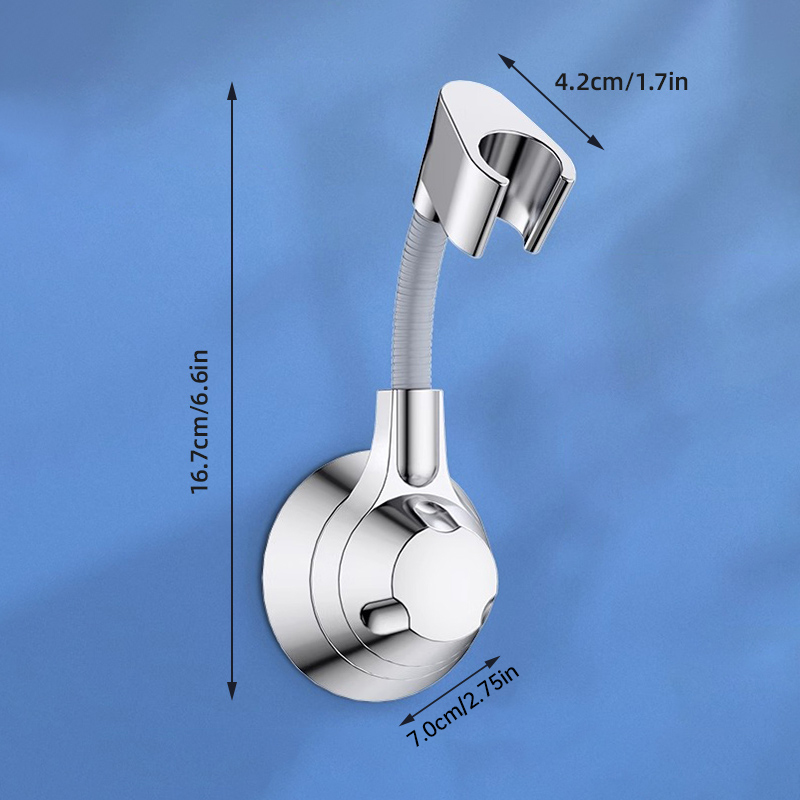 Musurjoy 1 soporte para cabezal de ducha de baño, fijador de cabezal de pulverización de lluvia sin perforaciones, Base de ducha colgante de pared ajustable Universal: Níquel cepillado