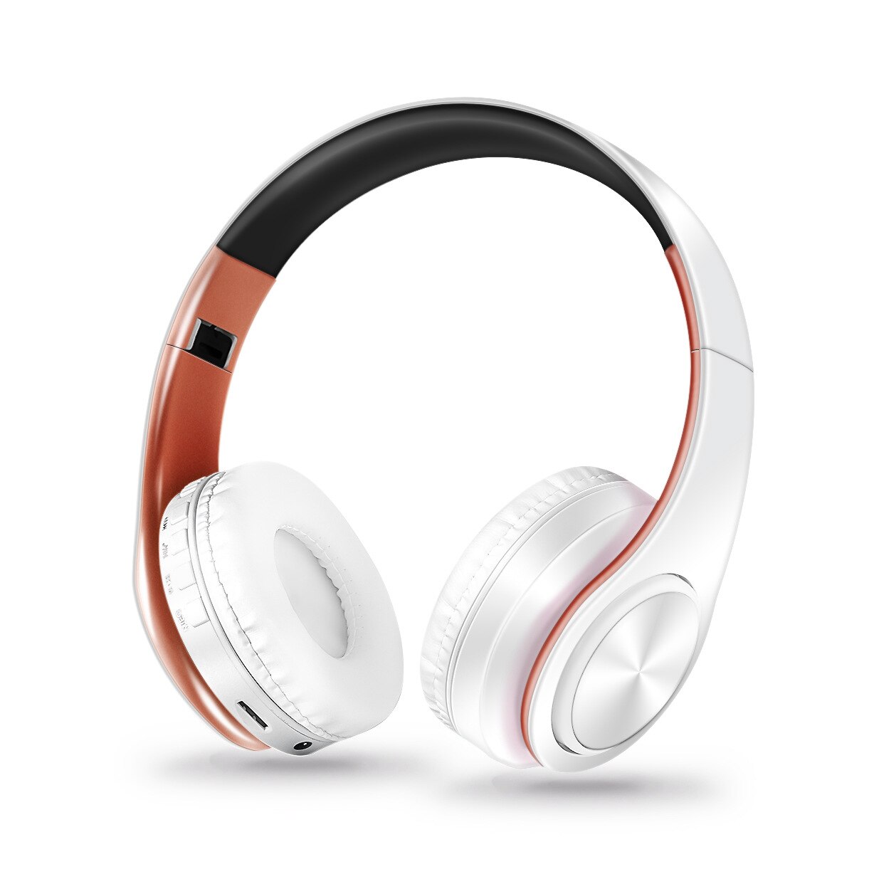 Upgraded Style Bluetooth Wireless Earphone over-the-Ear Stereo Headset HiFi Bass Campaign-Style Earphones: White ROSE Gold