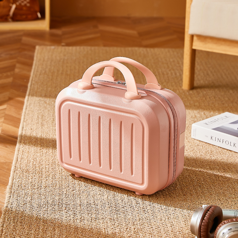 14-Inch Women's Makeup Carry-On Suitcase - Small Cabin Cosmetic Bag Hand Storage Mini Luggage for Short Trip Travel Luggage: Pink