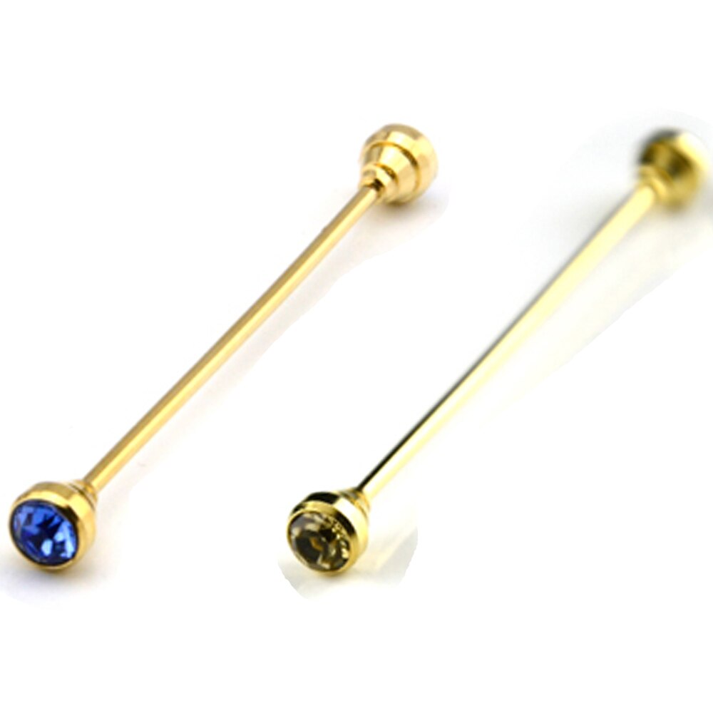 2 Packs Men Shirt Collar Pin Gold Color Necktie Tie Clip Bar Business Brooch BWTZF0005A: LightBlueLightYellow