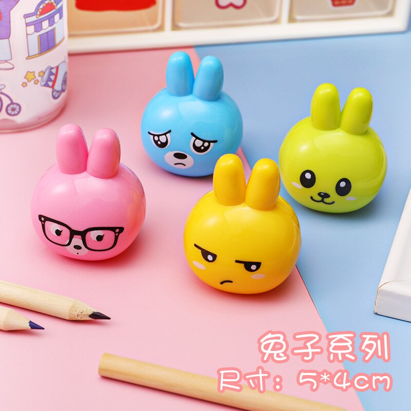 24 PCs Cute Pencil Sharpener Stationery Korea Cute Rabbit Dog Stationary Animal Pencil Sharpeners for Kids School