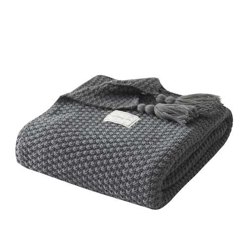 Draad Deken Met Kwastje Effen Beige Grijs Koffie Gooi Deken Voor Bed Sofa Thuis Textiel Mode Cape 130X170cm Gebreide Tapijt: Grey