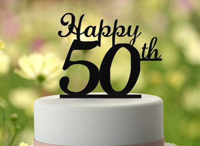 40 50 60 70 80 Acrylic Cake Topper Black Happy Birthday Cake Flags Festival for Birthday Party cake Decor with: 50