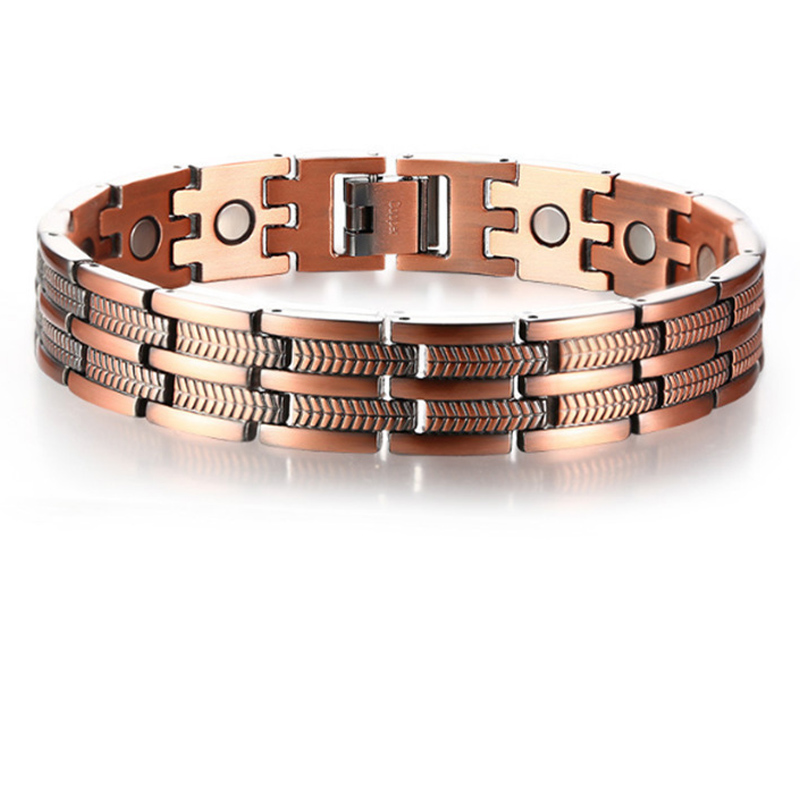 Männer Reinem Kupfer Armbinde Gesundheit Energie Germanium Magnetische Armbinde Jahrgang Hologramm Kette Verknüpfung Armbänder für Frauen Arthritis: 7