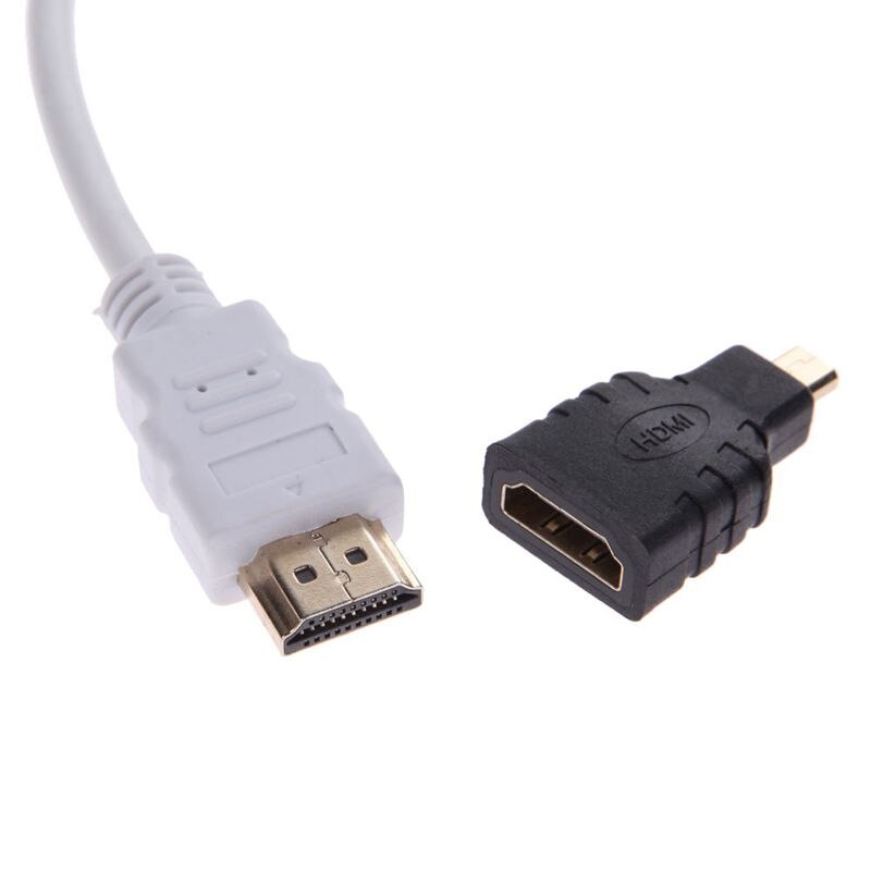 1080p micro-hdmi/mini hdmi/hdmi-vga-muunnin sovitin o videokaapelilla mustavalkoinen