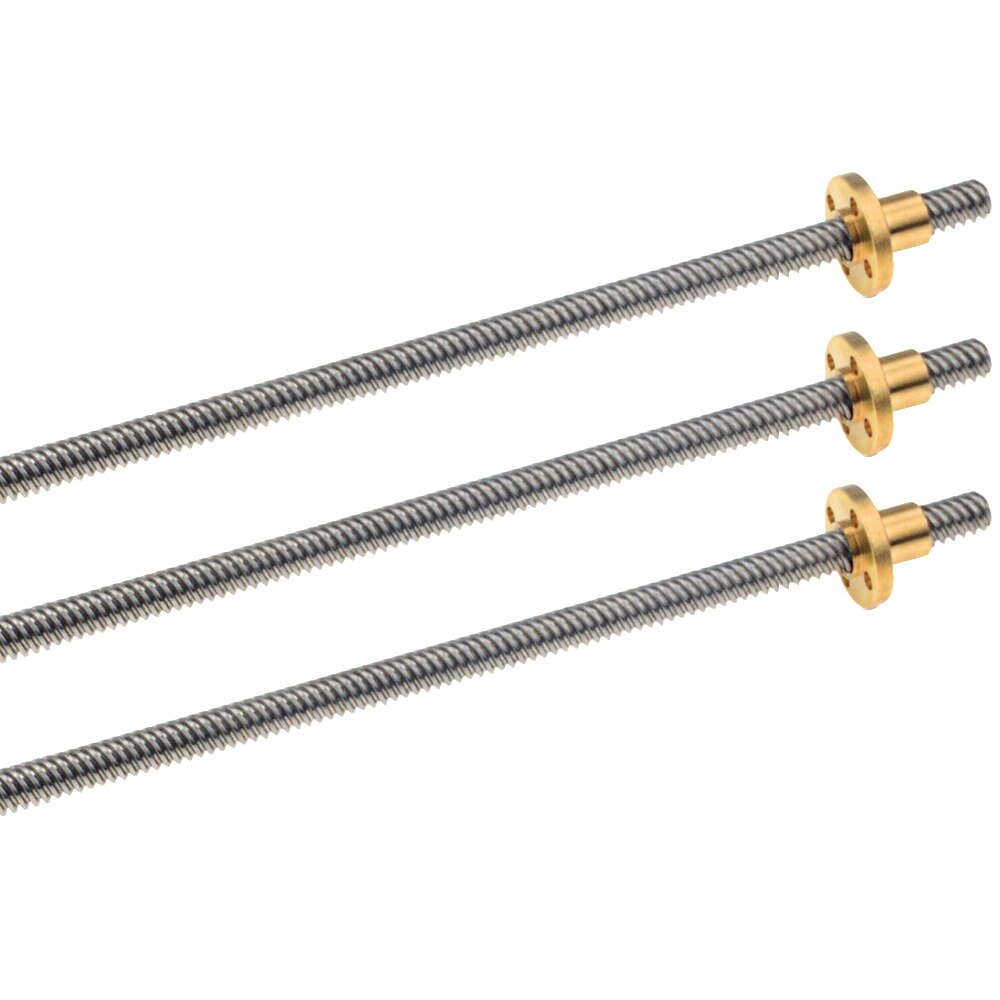 3 pz/lotto 3D Stampante THSL-400-8D Trapezoidale Asta Vite di Piombo Filo di 8 millimetri T8 Lead8mm Length100mm200mm300mm400mm500mm con dado In Ottone