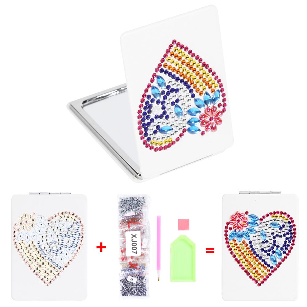 Espelho de maquiagem de viagem conjunto mini espelho cosmético borboleta/coração diy pintura diamante em forma especial compõem espelhos