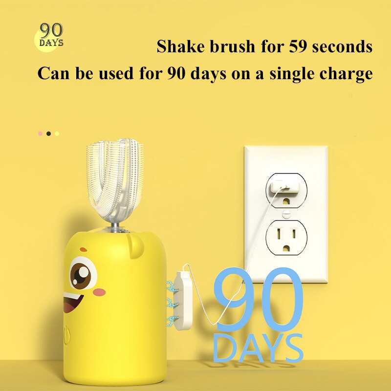 Kinderen U-Vormige Elektrische Tandenborstel Volautomatische Cartoon Ultrasone Smart U-Vormige Tandenborstel Siliconen Elektrische Tandenborstel