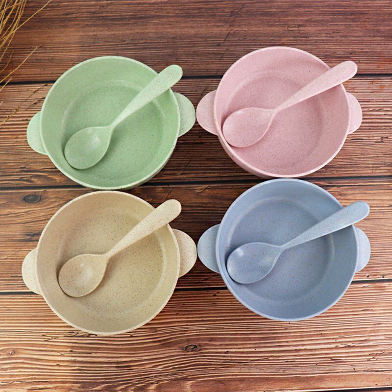 Eco-Friendly Toddle Plate Dish Children Dinnerware Baby Feeding Tableware Set Kids Anti Training Bowl+Spoon